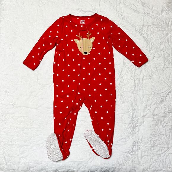 Carter's Reindeer Fleece Footie PJs Size 18m - Picture 2 of 6